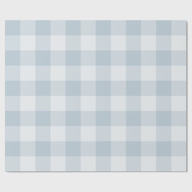 Hellblau kariert groß Gingham Geschenkpapier (Flach)
