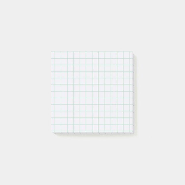 Hellblau kariertes Muster, weiches Rasterdesign Post-it Klebezettel (Vorderseite)