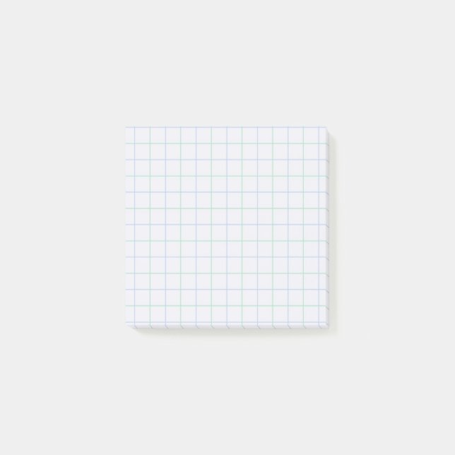 Hellblau kariertes Muster, weiches Rasterdesign Post-it Klebezettel (Vorderseite)