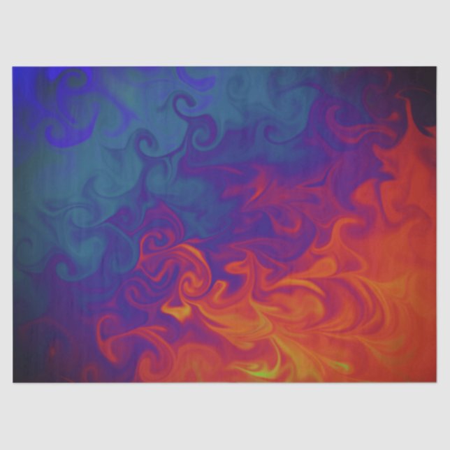 Hellblau Lila Orange Swirl Abstrakt  Seidenpapier (Vorderseite)