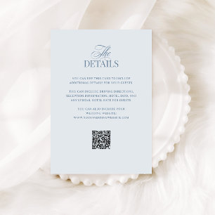 Hellblau Luxe QR-Code Hochzeitsgastdetails Begleitkarte