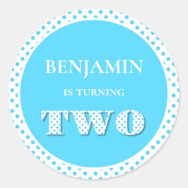 Hellblau macht zwei Polka Dot Runder Aufkleber