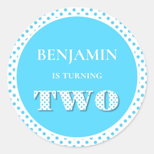 Hellblau macht zwei Polka Dot Runder Aufkleber (Vorderseite)