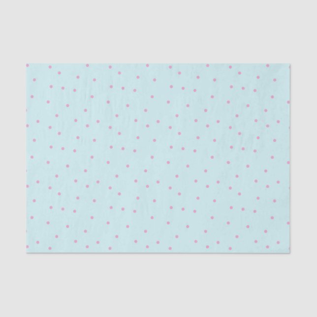 Hellblau mit rosa Polka Dots Seidenpapier (Vorderseite)