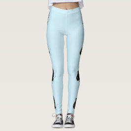 Hellblau mit schwarzen Schmetterlingen Leggings