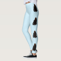 Hellblau mit schwarzen Schmetterlingen Leggings