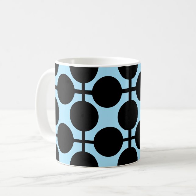 Hellblau mit schwarzer geometrischer kaffeetasse (Vorderseite Links)