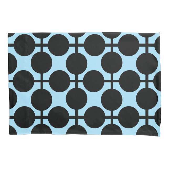Hellblau mit schwarzer geometrischer kissenbezug (Vorderseite)