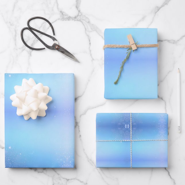 Hellblau mit Sprinklen Geschenkpapier Set (Vorderseite)