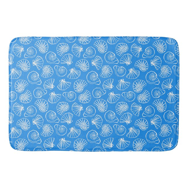 HELLBLAU MIT WEISSEN MEERESSCHNECKEN BADEMATTE (Vorderseite)