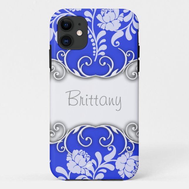 Hellblau mit Weißen Rosen Personalisiert Case-Mate iPhone Hülle (Rückseite)