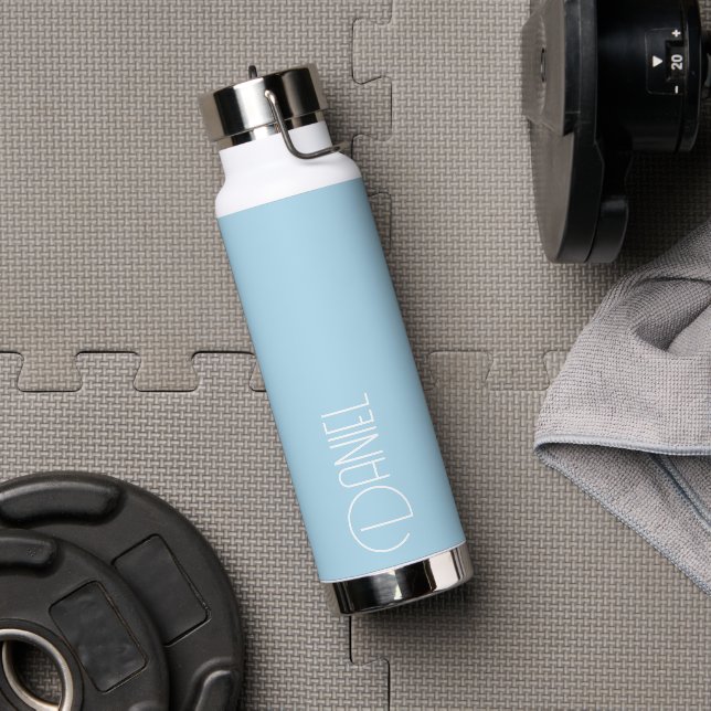 Hellblau moderne Typografie Personalisiert Trinkflasche (Fitnessstudio)