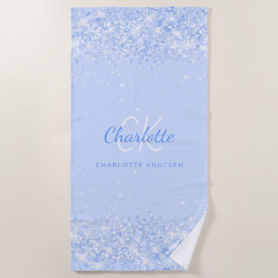 Hellblau-Name Monogram elegant Strandtuch