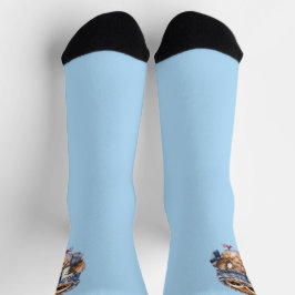 hellblau Niedlich Owl trinkt Schokoladensocken Socken