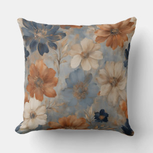 Hellblau Orange Beige Navy Modern Farmhouse  Kissen