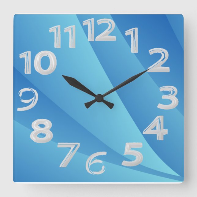 Hellblau Quadratische Wanduhr (Vorderseite)