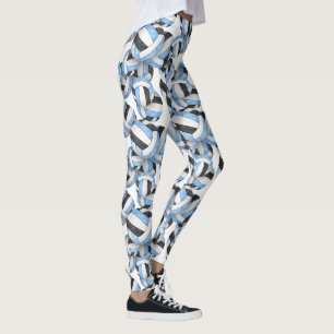 Hellblau schwarz gürtelförmige Volleyballs Muster Leggings