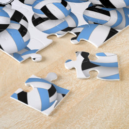 Hellblau-Schwarz-Mannschaftsfarben Volleyballs-Mus Puzzle