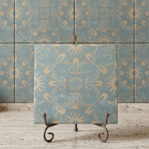 Hellblau und cremefarbene Mosaik-Optik mit Stein-L Fliese