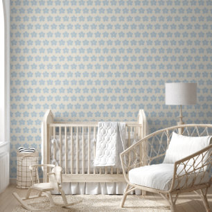 Hellblau und cremefarbene Retro-Blume Tapete