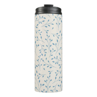 Hellblau und cremefarbene zarte botanische Rankenm Thermosbecher