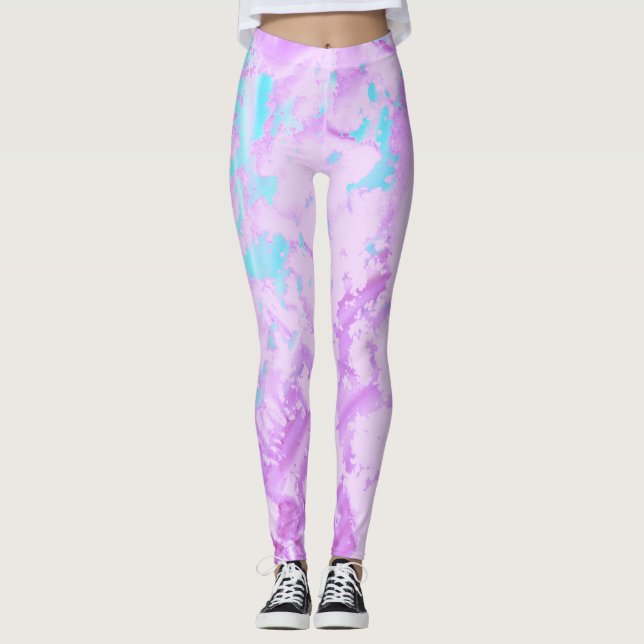 Hellblau und Lila Leggings (Vorderseite)