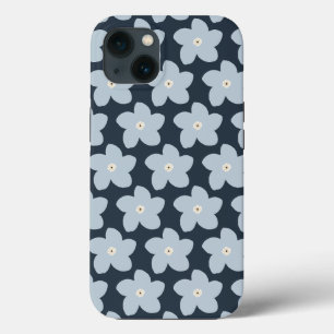 Hellblau und marineblaue Retro-Blume Case-Mate iPhone Hülle