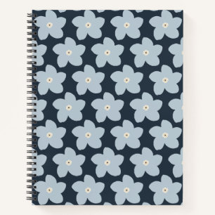 Hellblau und marineblaue Retro-Blume Notizbuch