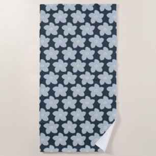 Hellblau und marineblaue Retro-Blume Strandtuch