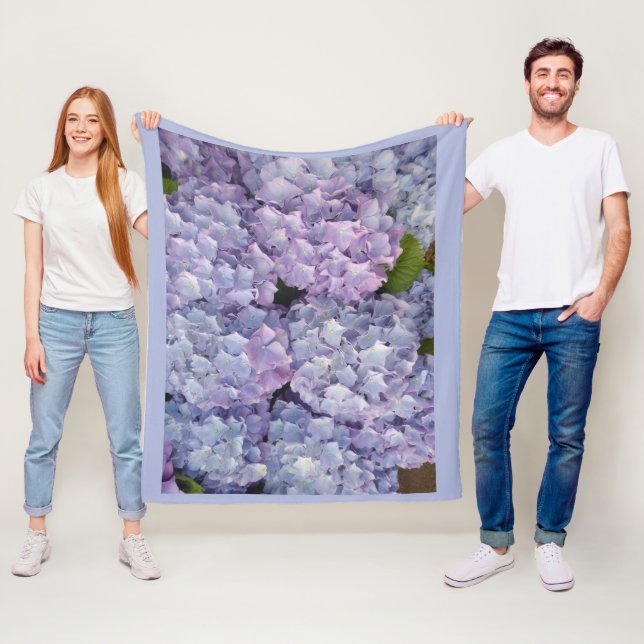 Hellblau und rosa Hydrangea Blauer Fleece Blanket (Beispiel)