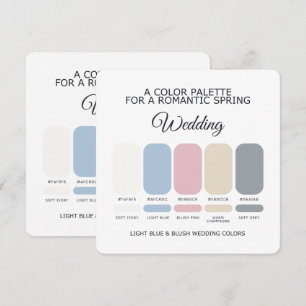 Hellblau und Rosé Hochzeitsfarbpalette Karte