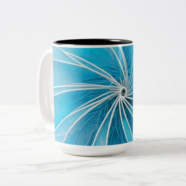 Hellblau und Silberrad Zweifarbige Tasse (Vorderseite Links)