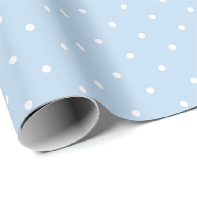 Hellblau und weiß Polka Dot Wrapping Paper Geschenkpapier (Rolleneckpunkt)