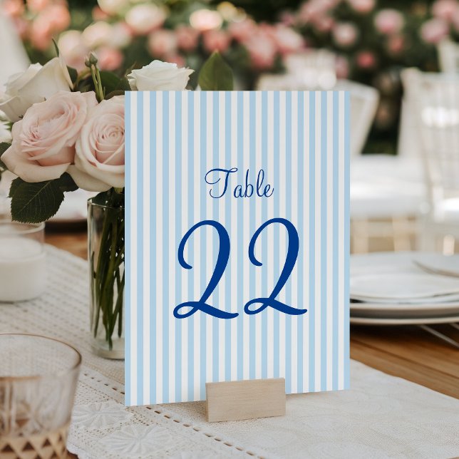 Hellblau und weiße Streifen Tischnummer (Light Blue and White Stripes Table Number)