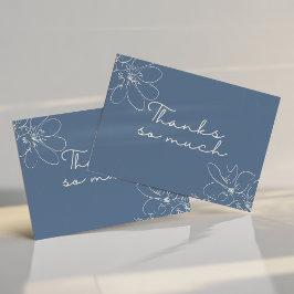 Hellblau "Vielen Dank" Handgezeichnete Wildblume Dankeskarte