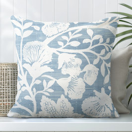 Hellblau-weiß-blühende Kissen