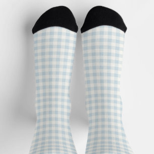 Hellblau Weiß Kariert Gestreift Socken