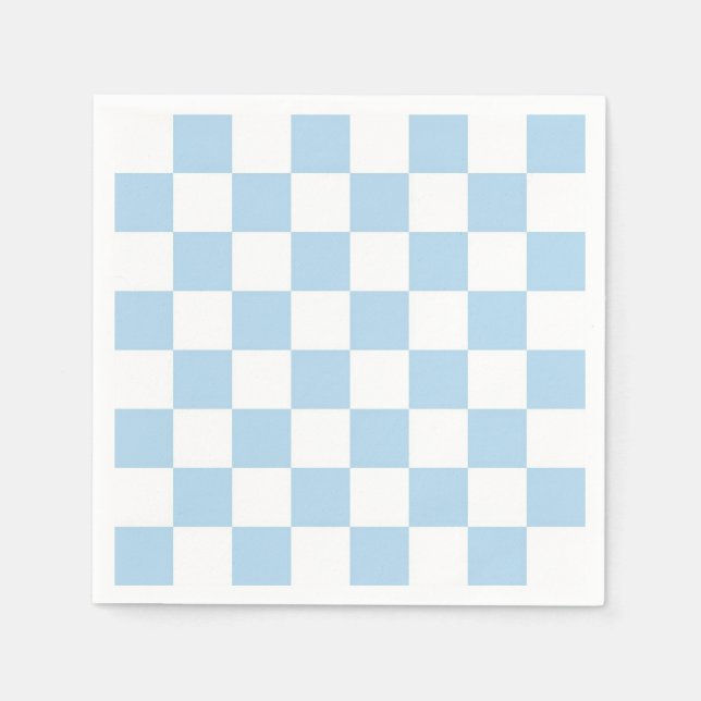 Hellblau-weiß kariertes Muster Serviette (Vorderseite)