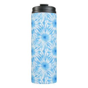 Hellblau Weiß Tie Dye Thermosbecher