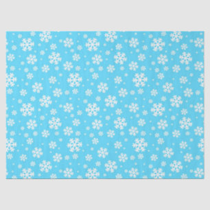 Hellblau-weiße Weihnachts-Schneeflocken-Muster Seidenpapier