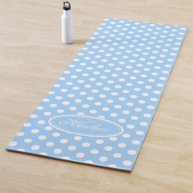 Hellblau-weißer Polka-Dot-Yogmatte Yogamatte (Beispiel)