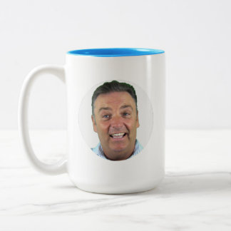 HELLBLAUE 2-Ton Foto-Tasse Rundrahmen individuell  Zweifarbige Tasse
