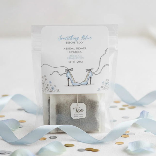 Hellblaue Absätze Brautparty Quadratischer Aufkleber (Light Blue Heels Bridal Shower Square Sticker
)