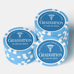 Hellblaue Abschlussfeier der Medizinischen Fakultä Pokerchips