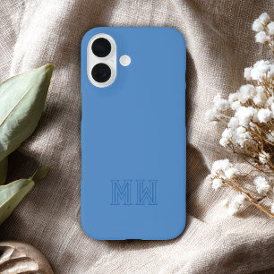Hellblaue Anfangsbuchstaben Monogramm Einfach Mini iPhone 16 Hülle