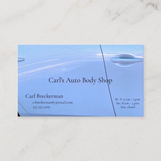 Hellblaue Autotür Visitenkarte (Vorderseite)