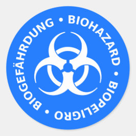 Hellblaue Biogefährdung-Warnaufkleber Runder Aufkleber