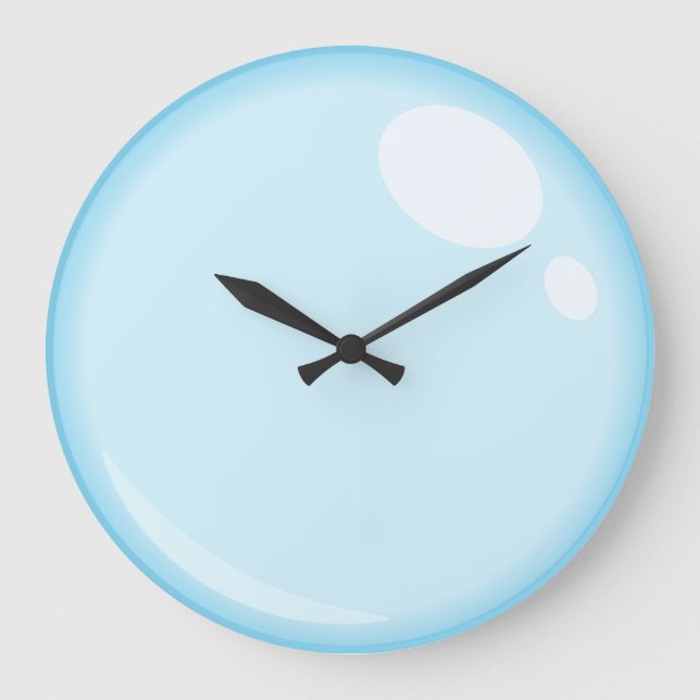 Hellblaue Blase im Badezimmer Wall Clock Große Wanduhr (Vorderseite)
