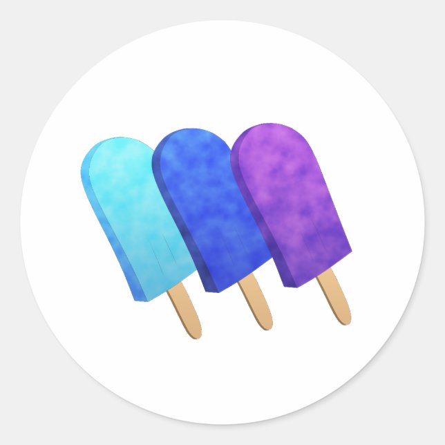 Hellblaue, blaue und Lila Pop Runder Aufkleber (Vorderseite)
