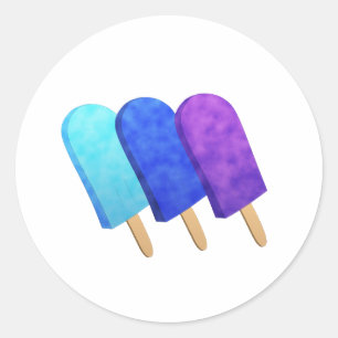 Hellblaue, blaue und Lila Pop Runder Aufkleber